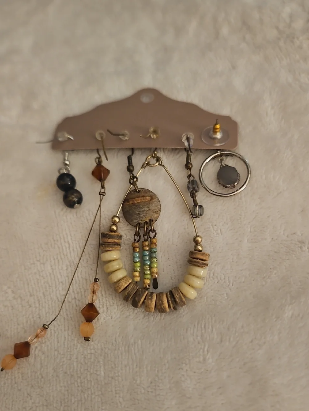 Vintage Six Single Beaded Boho Festival Dangle Earrings